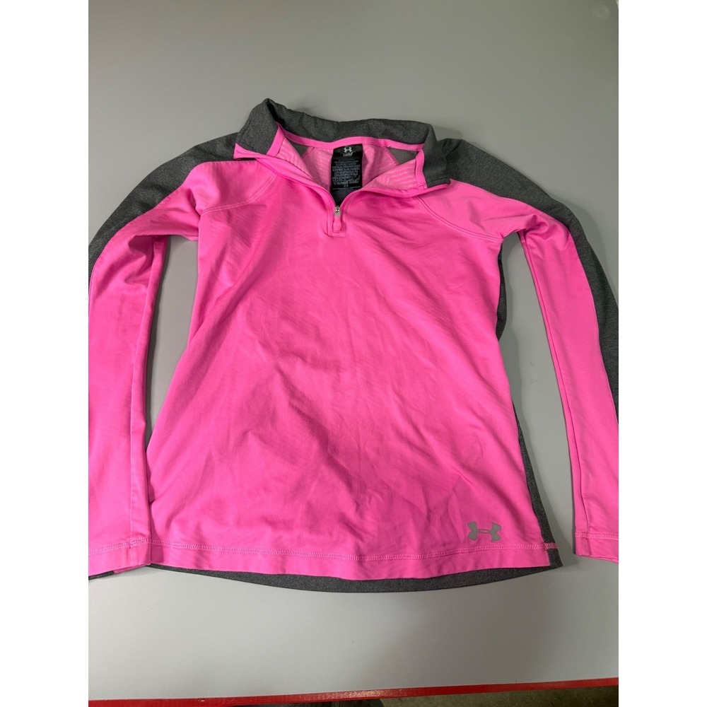 Under Armour ColdGear Storm Womens Pink Gray Quarter Zip Pullover XL TG EG